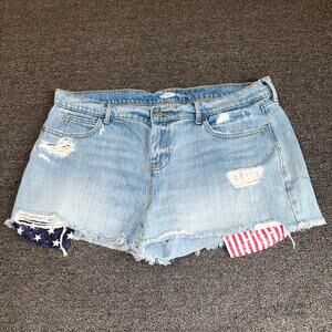 Old Navy Boyfriend Denim Shorts Womens 14 Blue Light Wash Americana Tumblr Girl